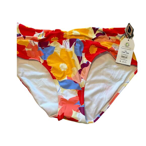 NWT Time & Tru Women's High Waist Bikini Bottoms Floral Bright Size 1X (16W-18W) - Picture 1 of 5